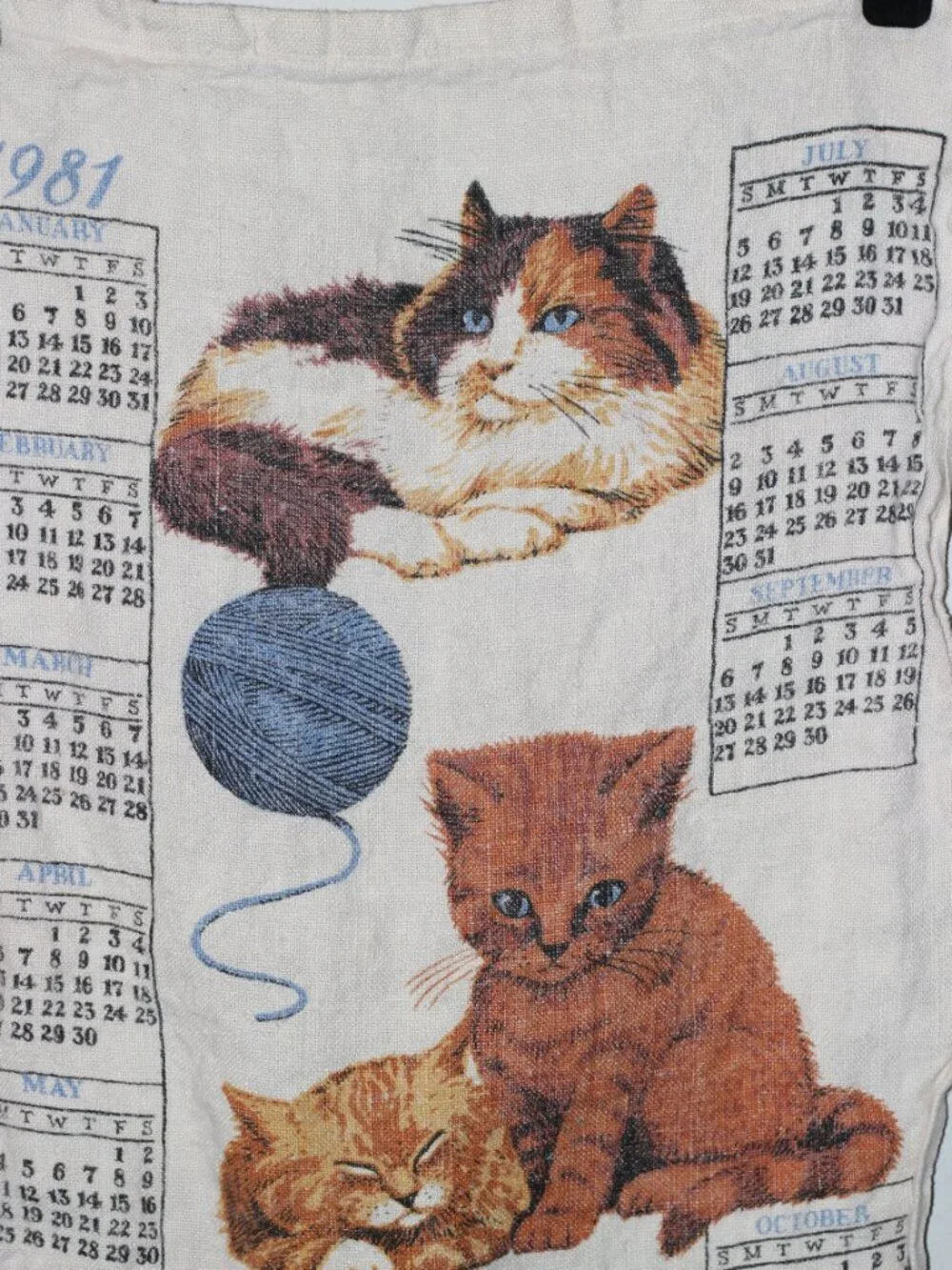 VTG KD's 1981 kitty cat tea towel